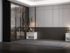 现代极简卧室背景墙空场景