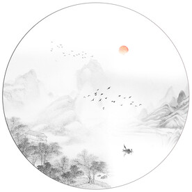 圆形山水画