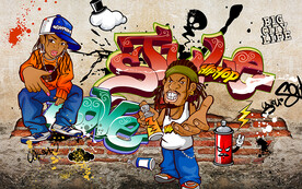 街舞街头涂鸦工装背景墙