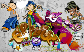 水泥墙街头涂鸦工装背景墙