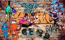 嘻哈街头涂鸦音乐工装背景墙