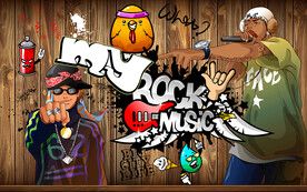 个性木板嘻哈涂鸦工装背景墙