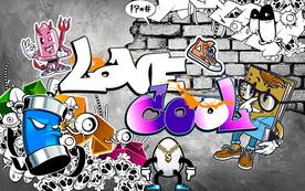 街头涂鸦个性英文工装背景墙