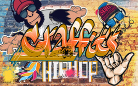 街头涂鸦嘻哈工装背景墙