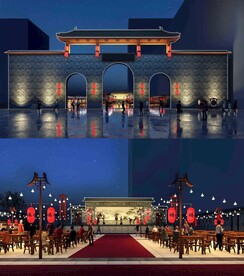 夜市烧烤广场SU模型