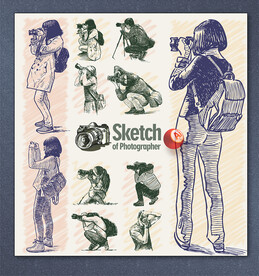 矢量手绘摄影师系列