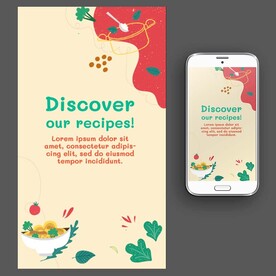 素食面条简餐矢量手绘海报