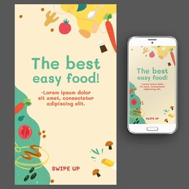 素食果蔬卡通矢量手绘海报