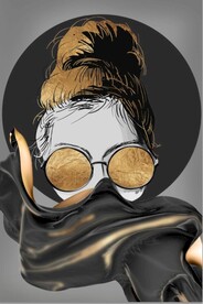 现代北欧风金色美女玄关装饰画