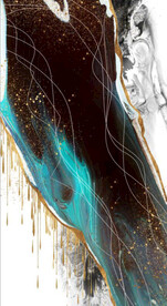 北欧抽象金色水墨油画玄关装饰画