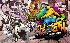 嘻哈街舞个性涂鸦工装背景墙