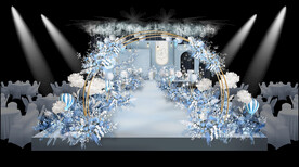 蓝色简约婚礼效果图