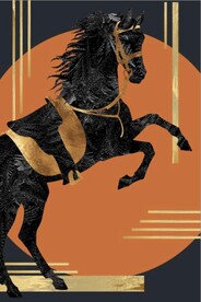 现代金色骏马玄关装饰画