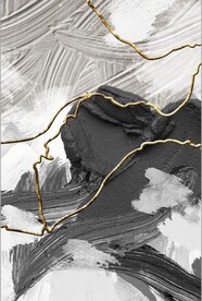 现代抽象金色水墨油画玄关装饰画