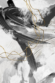 现代抽象金色水墨油画玄关装饰画