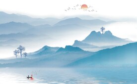 新中式简约水墨山水电视背景墙