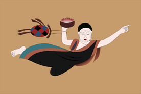 敦煌莫高窟407窟壁画持花飞天