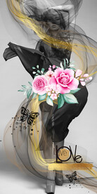 金色烟雾美女蝴蝶装饰画玄关