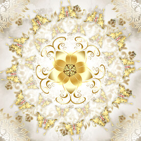 中式花纹吊顶壁画