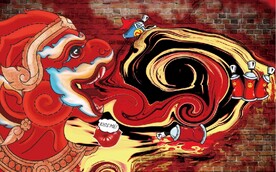 欧美风街头狮子涂鸦餐饮酒吧壁画