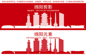 绵阳地标建筑剪影