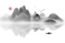 卡通水墨山水背景