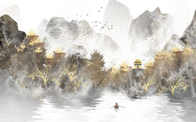 新中式山水背景