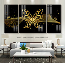 鎏金蝴蝶客厅装饰画沙发背景画