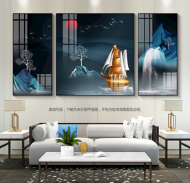 轻奢风一帆风顺客厅装饰画客居画
