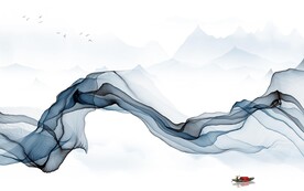 简约山水中式画 TIF分层图