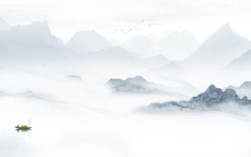 现代 山水中式画 TIF分层图