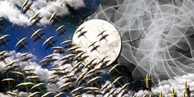 晶瓷画 抽象画 飞鸟