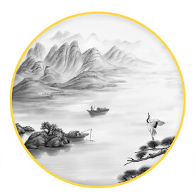 圆形画 山水画