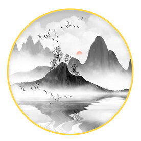 圆形画 中式山水画