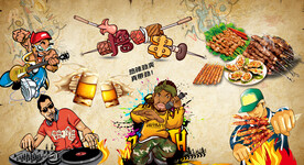 工装 撸串烧烤背景墙