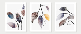 水彩植物叶子装饰画