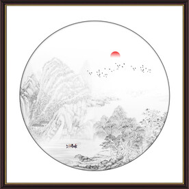 圆形山水画
