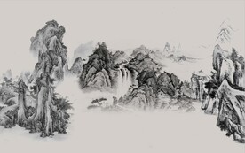 新中式水墨山水国画电视背景墙