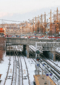 数字油画装饰画素材雪后车站轨道