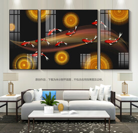 轻奢风客厅装饰画九鱼图玄关画