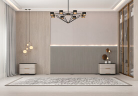 现代极简卧室背景墙场景效果图