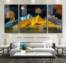 轻奢风现代客厅装饰画沙发背景画