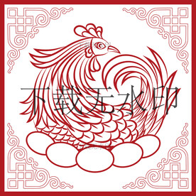 鸡矢量插画线描