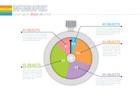 商务PPT扇形四个分项信息图表