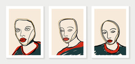 抽象线条人物简约装饰画