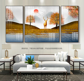 现代鎏金客厅山水装饰画玄关挂画