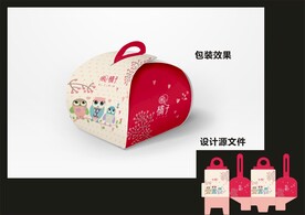 蛋糕西点包装效果图+平面图 