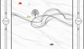 水墨意境石纹背景