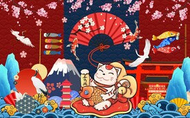 招财猫日式餐厅背景墙