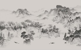 新中式水墨山水国画电视背景墙